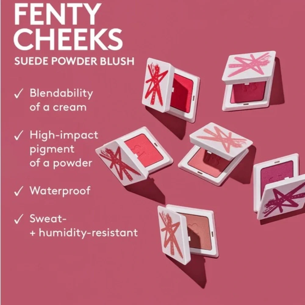 FENTY CHEEKS SUEDE POWDER BLUSH new in box daiquiri dip (coral red)
